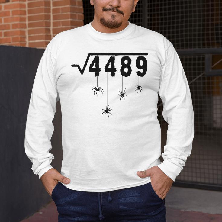 67 Meme Math Teacher 6 7 Halloween Spiders Square Root 4489 Men's Long Sleeve T-Shirt, funny design