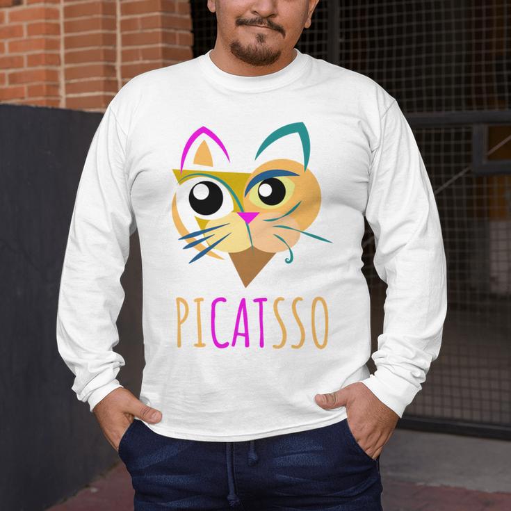 Abstract Cat Art Picatsso Shirt For Art Teachers Men's Long Sleeve T-Shirt, funny design