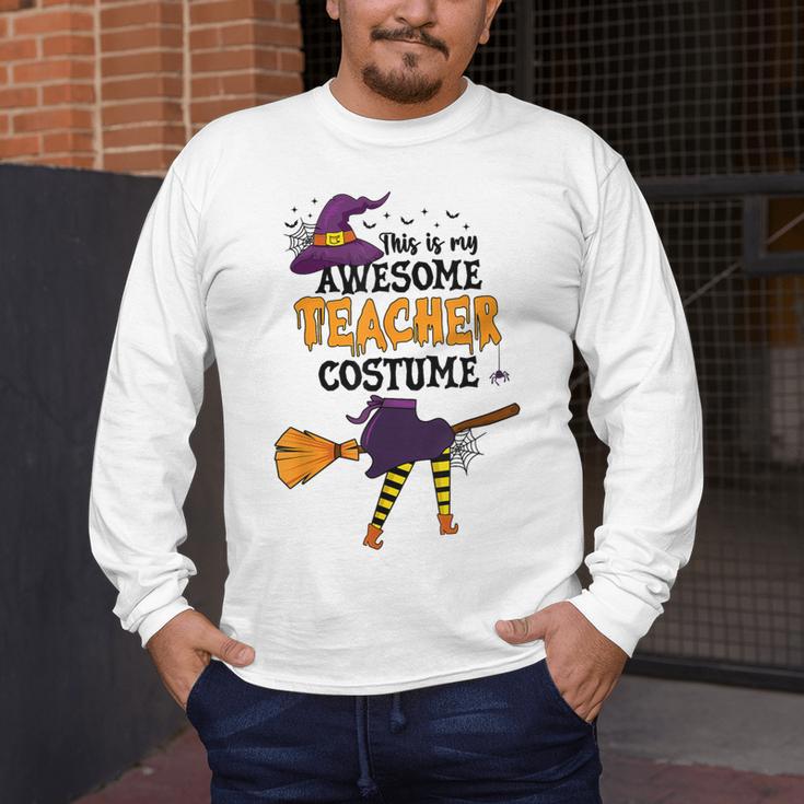 This Is My Awesome Teacher Costume Halloween Witch Men's Long Sleeve T-Shirt, funny design