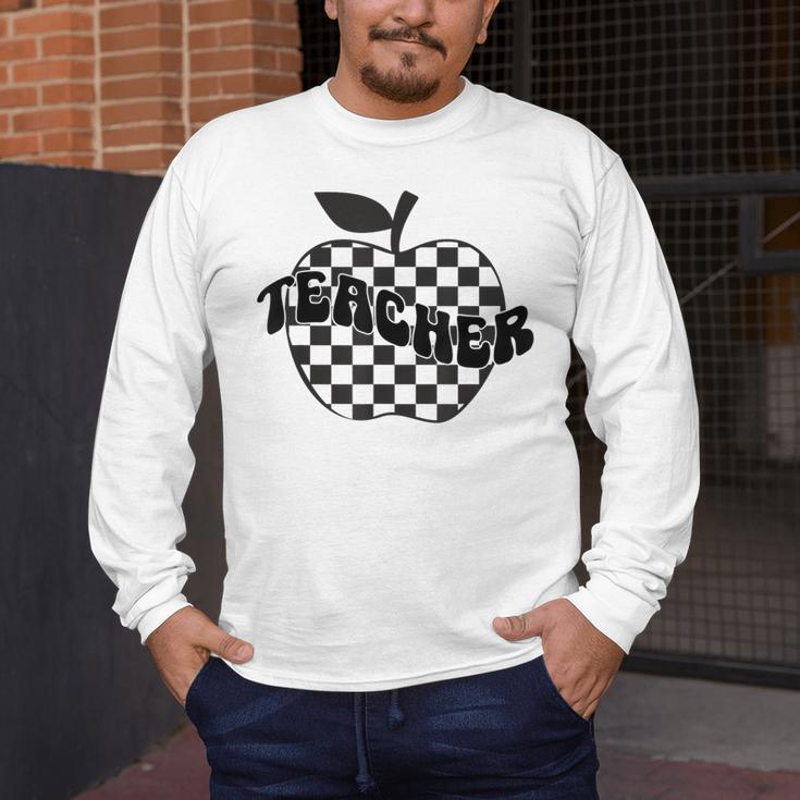 Back To School Checkered Apple Teacher Checkerboard Teacher For Men Women Girls Kids Men's Long Sleeve T-Shirt, funny design Back To School Checkered Apple Teacher Checkerboard Teacher For Men Women Girls Kids Men's Long Sleeve T-Shirt, funny design