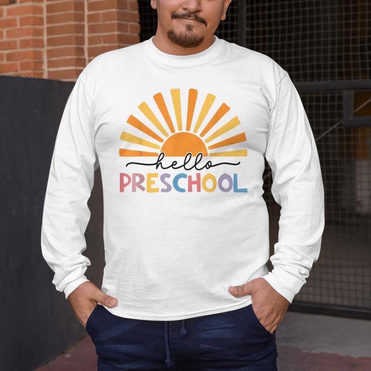 Back To School Hello Preschool For Kids Teacher Women Men's Long Sleeve T-Shirt, funny design