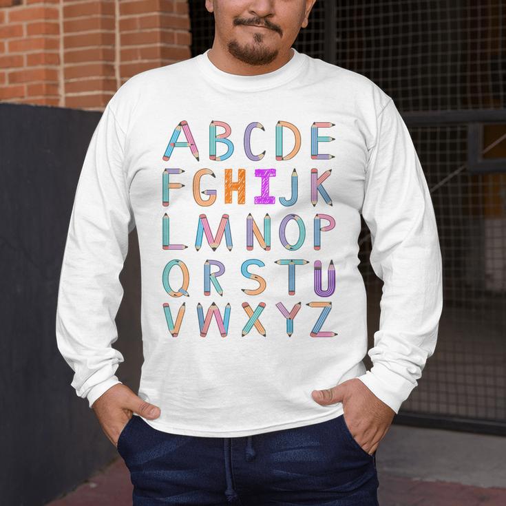 Back To School Kindergarten Alphabet ABC Teacher Women Kids Men's Long Sleeve T-Shirt, funny design Back To School Kindergarten Alphabet ABC Teacher Women Kids Men's Long Sleeve T-Shirt, funny design