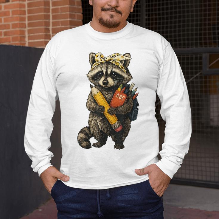 Back To School Raccoon Teachers Student Kids Men's Long Sleeve T-Shirt, funny design