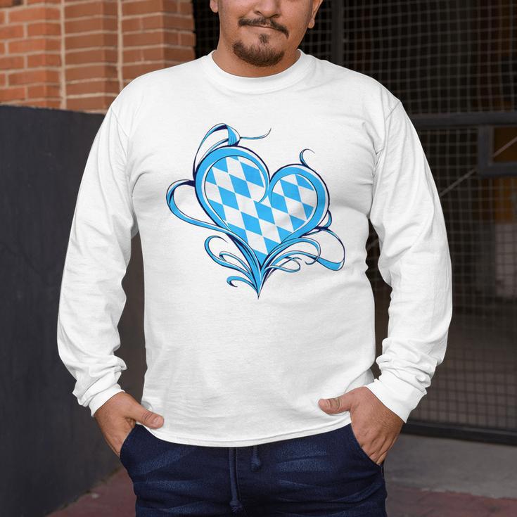 Bavarian Flag As Heart Blue Diamond Bavaria Men's Long Sleeve T-Shirt, funny design