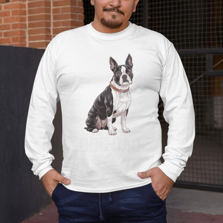 Boston Terrier Dog Dad Boston Terrier Dog Lovers Men's Long Sleeve T-Shirt, funny design