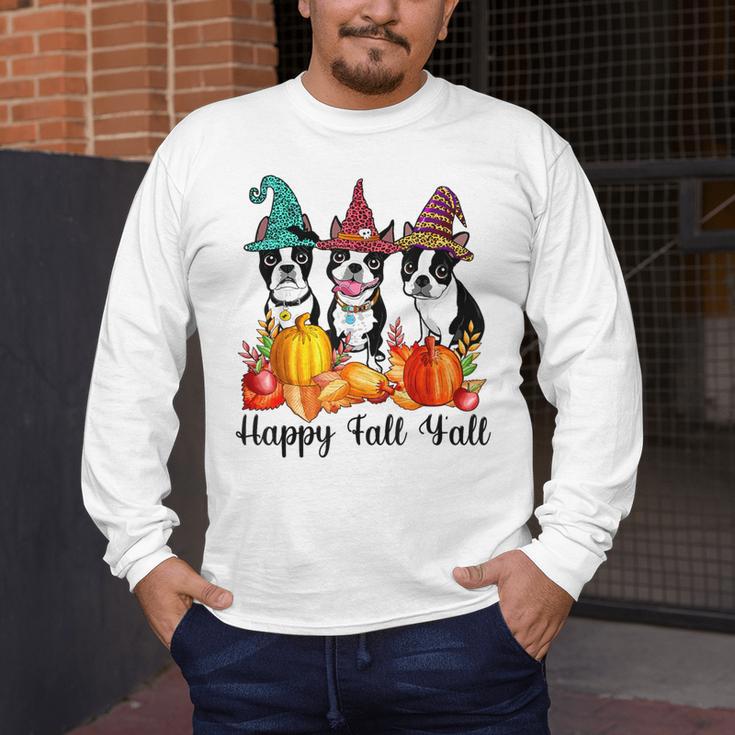 Boston Terrier Dog Lover Fall Ya'Ll Halloween Costume Men Women Men's Long Sleeve T-Shirt, funny design