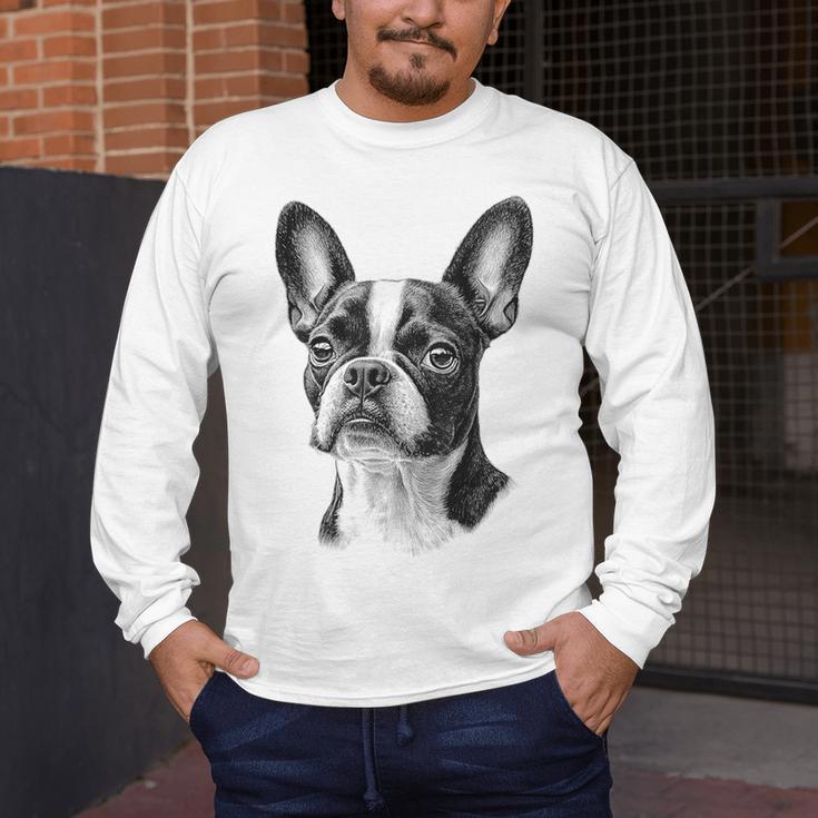 Boston Terrier Dog Motif Pet Illustration Boston Terrier For Men Women Kids Men's Long Sleeve T-Shirt, funny design