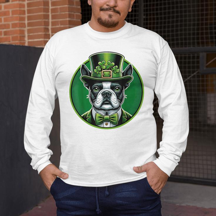 Boston Terrier Dog St Patricks Day Irish Pet Lover Men Women Kids Men's Long Sleeve T-Shirt, funny design