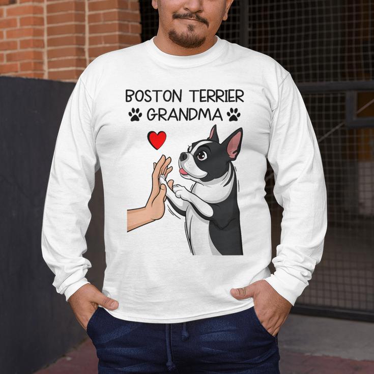 Boston Terrier Grandma Mother's Day Dog Mom Men's Long Sleeve T-Shirt, funny design