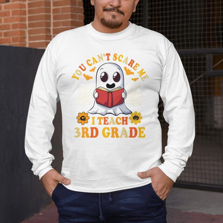You Cant Scare Me I Teach 3rd Grade Teacher Halloween Men's Long Sleeve T-Shirt, funny design