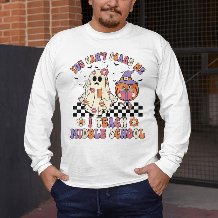You Can't Scare Me I Teach Middle School Halloween Teacher Men's Long Sleeve T-Shirt, funny design You Can't Scare Me I Teach Middle School Halloween Teacher Men's Long Sleeve T-Shirt, funny design