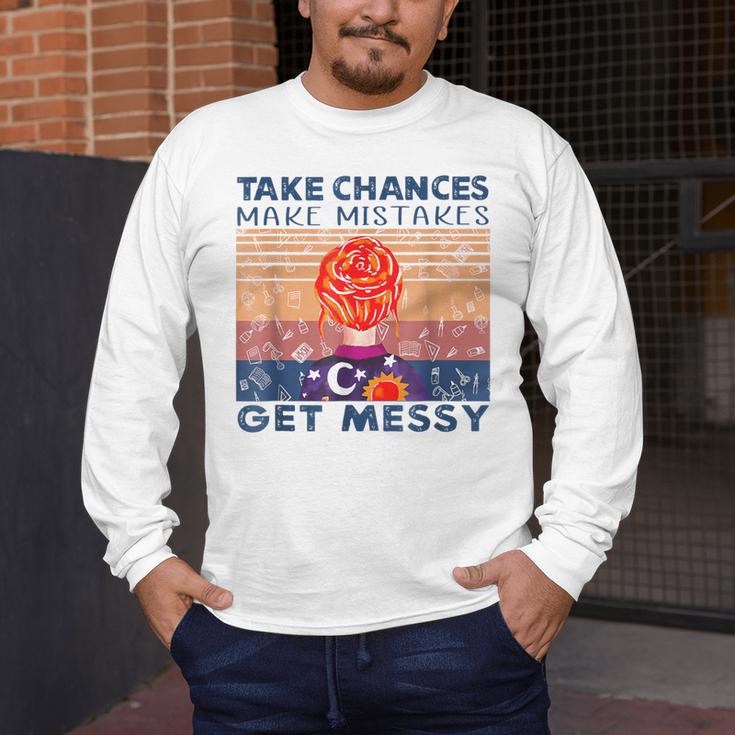 Take Chances Make Mistakes Get Messy Vintage Teacher Life Men's Long Sleeve T-Shirt, funny design Take Chances Make Mistakes Get Messy Vintage Teacher Life Men's Long Sleeve T-Shirt, funny design