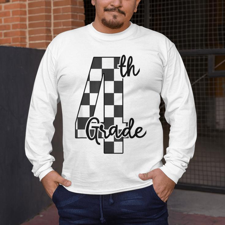 Checkered Fourth Grade Back To School Teachers Students Men's Long Sleeve T-Shirt, funny design Checkered Fourth Grade Back To School Teachers Students Men's Long Sleeve T-Shirt, funny design