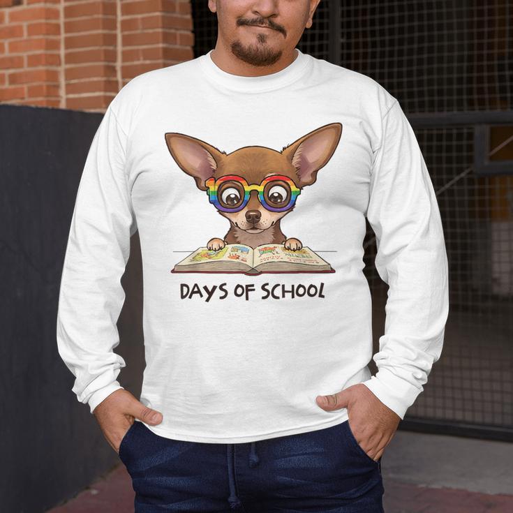 Chihuahua 100 Days Of School Rainbow Glasses Teacher Men's Long Sleeve T-Shirt, funny design Chihuahua 100 Days Of School Rainbow Glasses Teacher Men's Long Sleeve T-Shirt, funny design