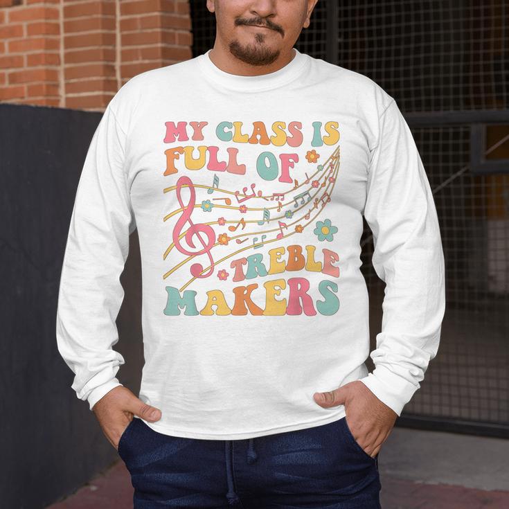 My Class Is Full Of Treble Makers Funny Music Teacher Groovy Men Women Girls Kids Men's Long Sleeve T-Shirt, funny design My Class Is Full Of Treble Makers Funny Music Teacher Groovy Men Women Girls Kids Men's Long Sleeve T-Shirt, funny design