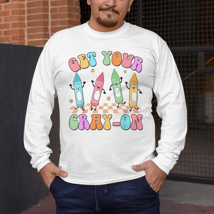 Get Your Cray-On Preschool Teacher Kindergarten Teacher Men's Long Sleeve T-Shirt, funny design Get Your Cray-On Preschool Teacher Kindergarten Teacher Men's Long Sleeve T-Shirt, funny design