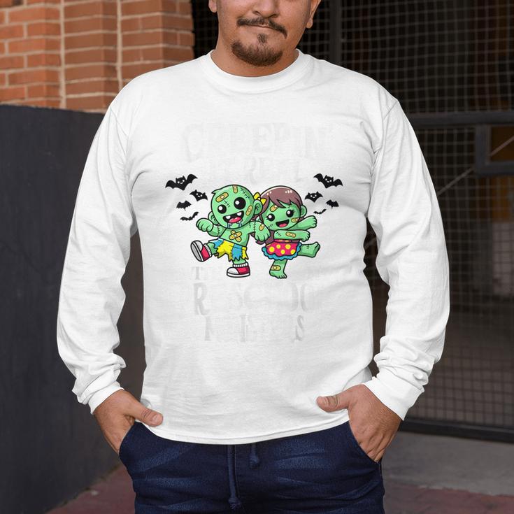 Creepin It Real Monster School Preschool Teacher Halloween Men's Long Sleeve T-Shirt, funny design
