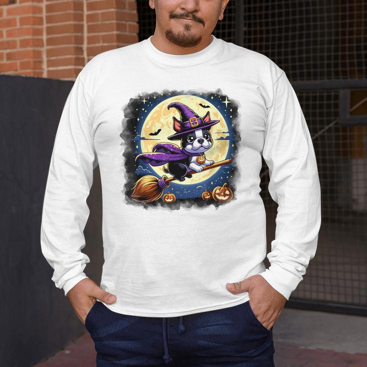 Cute Boston Terrier Halloween Costume Dog Lover Women Girls Men's Long Sleeve T-Shirt, funny design