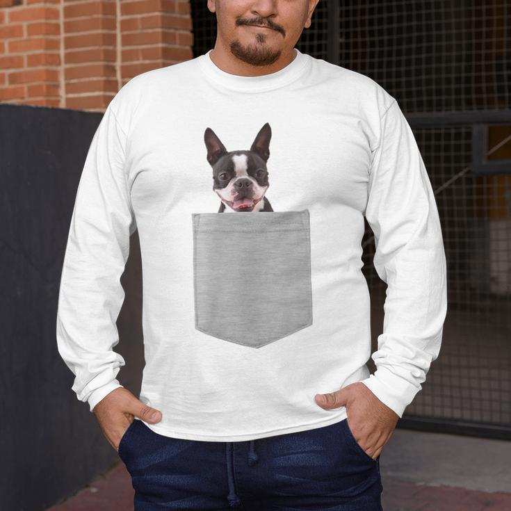Dog In Your Pocket Boston Terrier For Men Women Girls Kids Men's Long Sleeve T-Shirt, funny design