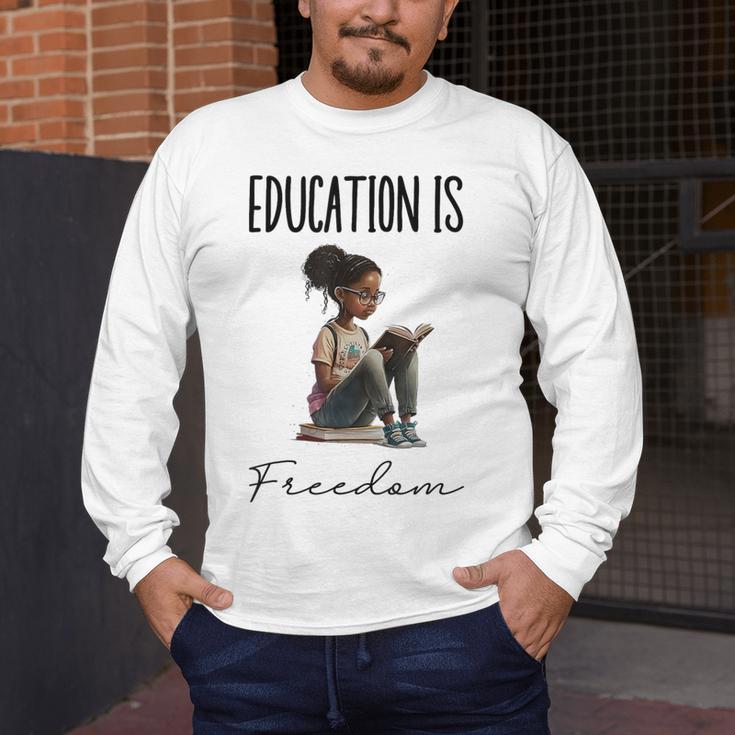 Education Is Freedom Teacher Books Black History Month Men's Long Sleeve T-Shirt, funny design Education Is Freedom Teacher Books Black History Month Men's Long Sleeve T-Shirt, funny design