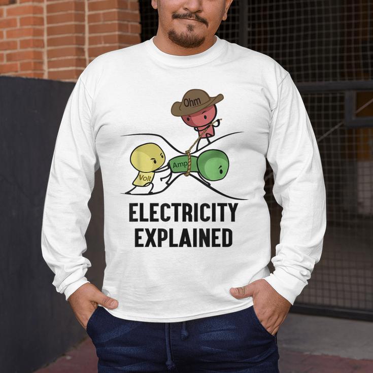 Electricity Explained Physics Nerd I Teacher School Men's Long Sleeve T-Shirt, funny design Electricity Explained Physics Nerd I Teacher School Men's Long Sleeve T-Shirt, funny design