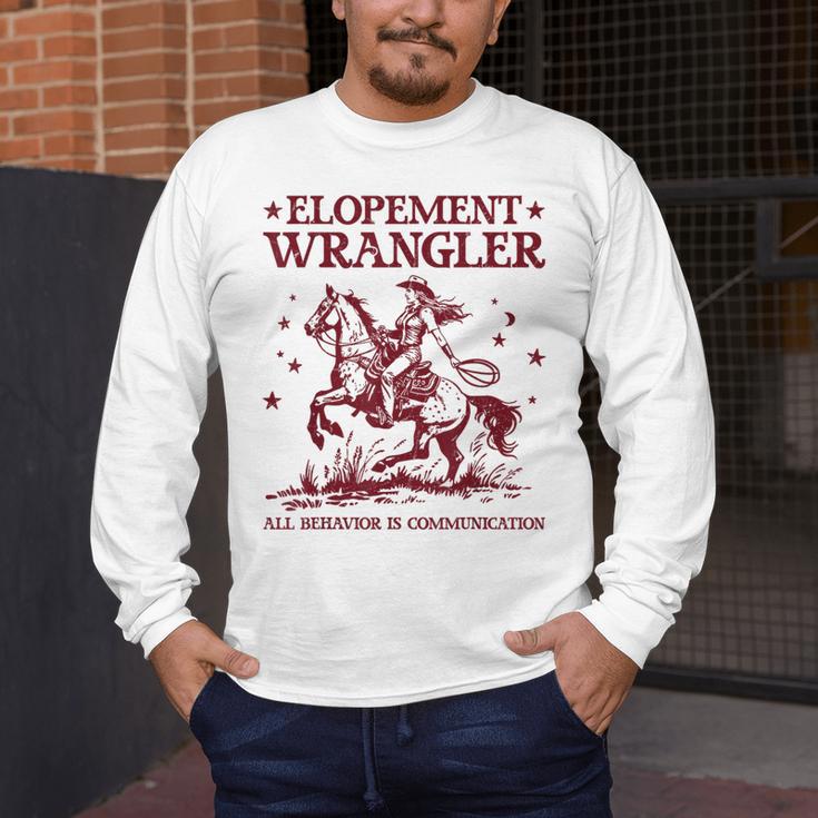 Elopement Wrangler Teacher ABA Behavior Support Cowboy Men's Long Sleeve T-Shirt, funny design