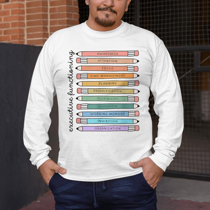 Executive Functioning Skills Back To School Sped Teacher SLP Men's Long Sleeve T-Shirt, funny design Executive Functioning Skills Back To School Sped Teacher SLP Men's Long Sleeve T-Shirt, funny design