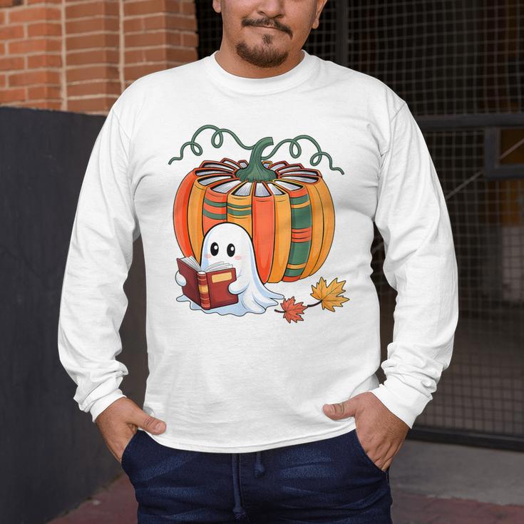 Fall Book Pumpkin Books Ghost Reading Halloween Teacher Men's Long Sleeve T-Shirt, funny design Fall Book Pumpkin Books Ghost Reading Halloween Teacher Men's Long Sleeve T-Shirt, funny design