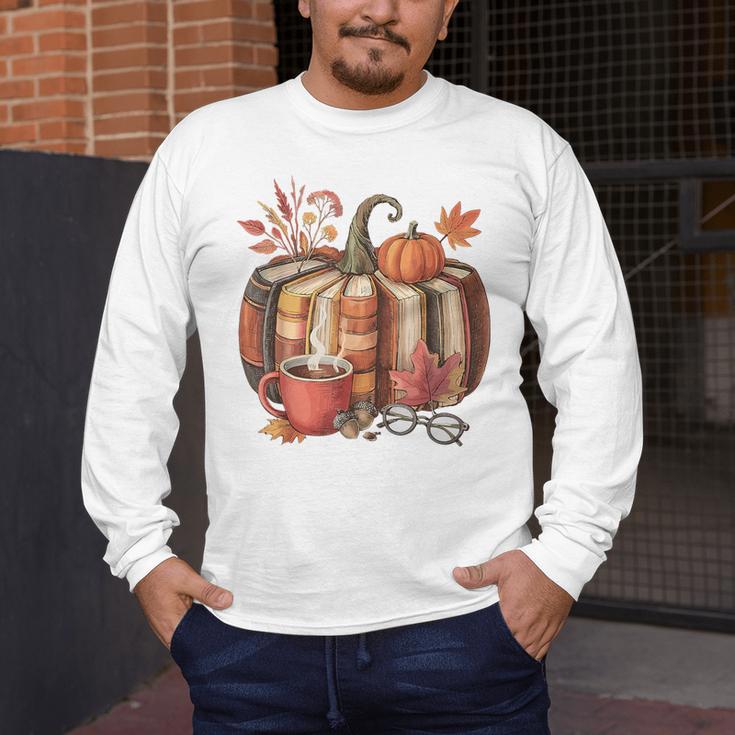 Fall Book Pumpkin Retro Reading Halloween Teacher Men's Long Sleeve T-Shirt, funny design Fall Book Pumpkin Retro Reading Halloween Teacher Men's Long Sleeve T-Shirt, funny design