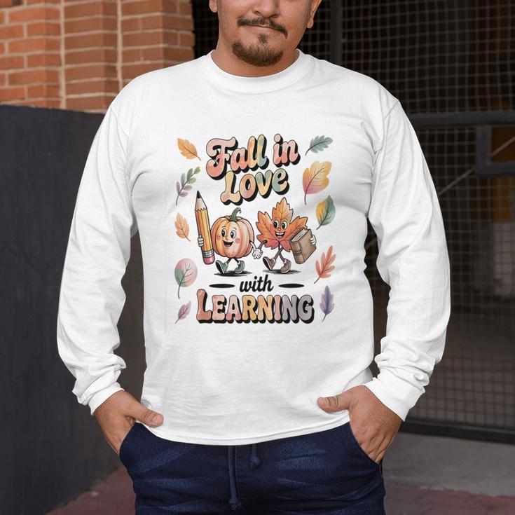 Fall In Love With Learning Teacher Autumn School Men's Long Sleeve T-Shirt, funny design Fall In Love With Learning Teacher Autumn School Men's Long Sleeve T-Shirt, funny design