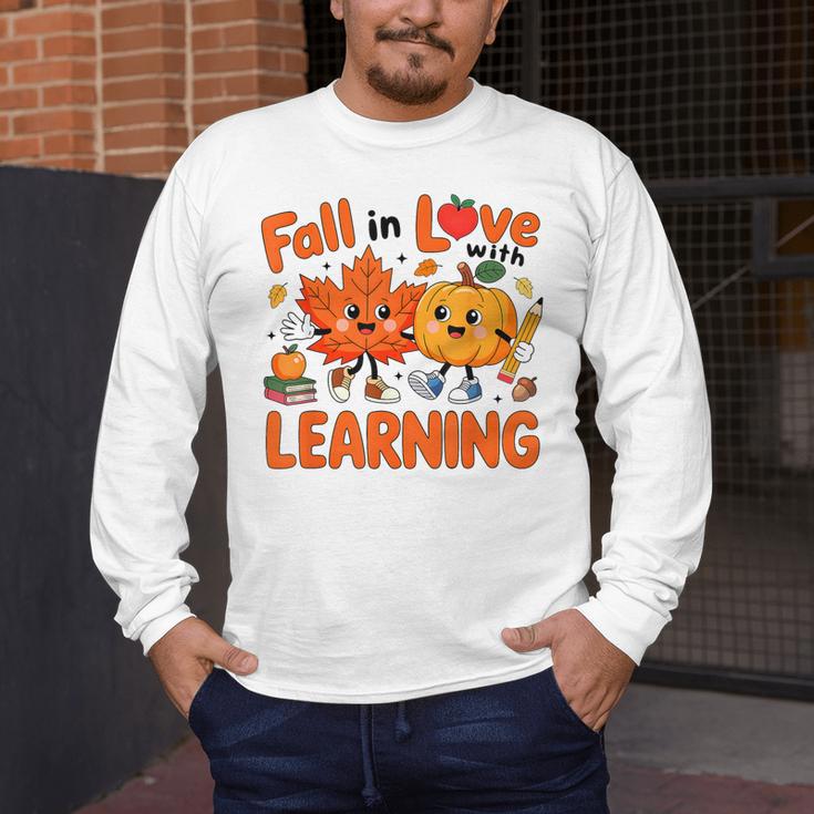 Fall In Love With Learning Thanksgiving Teacher Student Kids Men's Long Sleeve T-Shirt, funny design Fall In Love With Learning Thanksgiving Teacher Student Kids Men's Long Sleeve T-Shirt, funny design