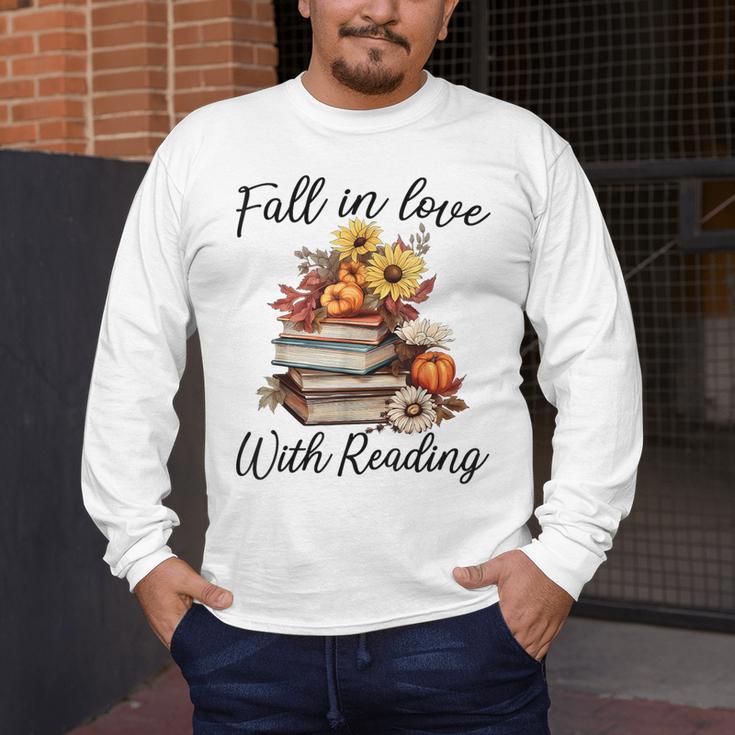 Fall In Love With Reading Book Autumn Teachers Pumpkins Men's Long Sleeve T-Shirt, funny design Fall In Love With Reading Book Autumn Teachers Pumpkins Men's Long Sleeve T-Shirt, funny design