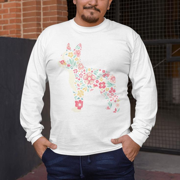 Floral FLower Boston Terrier Mom Grandma Men's Long Sleeve T-Shirt, funny design
