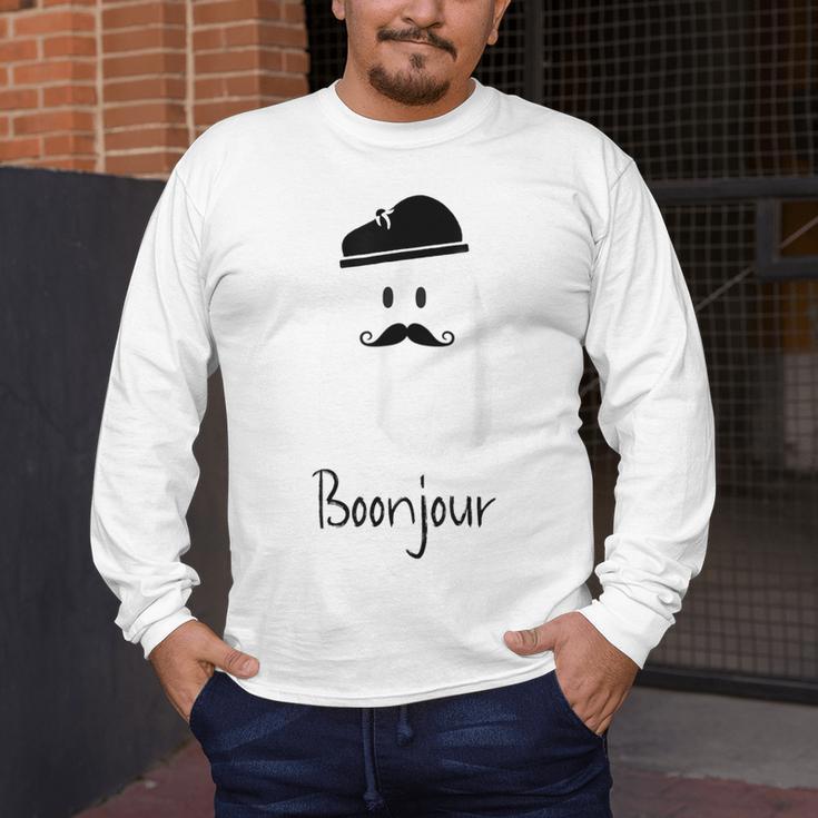 French Teacher Halloween Bonjour Ghost Men's Long Sleeve T-Shirt, funny design French Teacher Halloween Bonjour Ghost Men's Long Sleeve T-Shirt, funny design