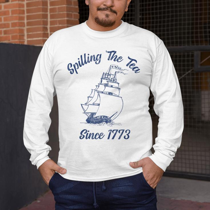 Fun 4th Of July Spilling The Tea Since 1773 History Teacher Men's Long Sleeve T-Shirt, funny design Fun 4th Of July Spilling The Tea Since 1773 History Teacher Men's Long Sleeve T-Shirt, funny design