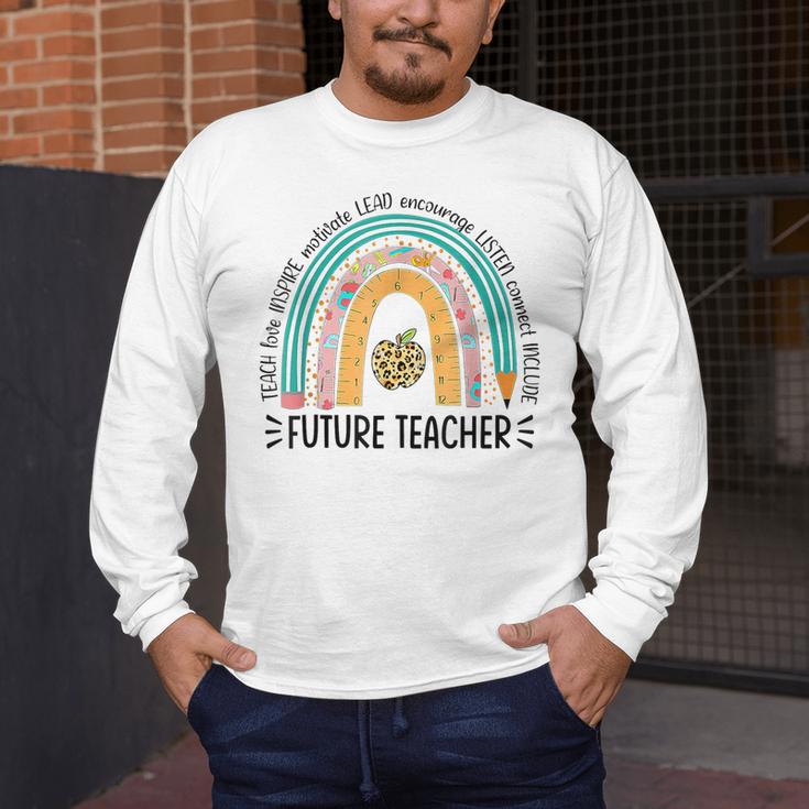 Future Teacher Cute Rainbow Leopard Teacher Outfit For Men Women Girls Kids Men's Long Sleeve T-Shirt, funny design
