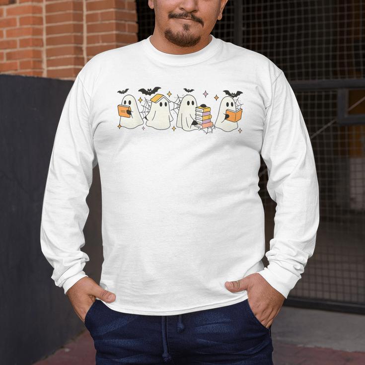 Ghosts Reading Books Library Halloween Teacher Men Women Kid Men's Long Sleeve T-Shirt, funny design Ghosts Reading Books Library Halloween Teacher Men Women Kid Men's Long Sleeve T-Shirt, funny design