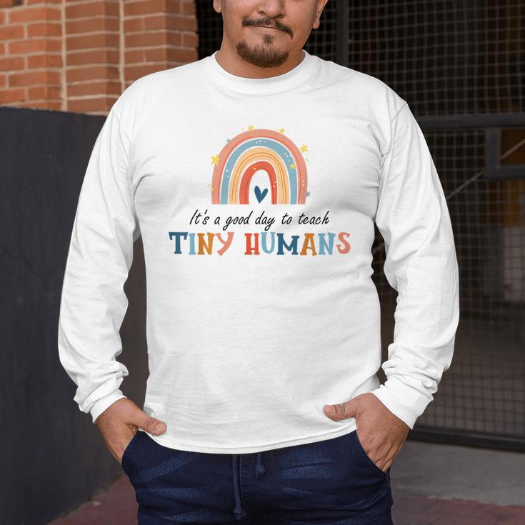 Good Day To Teach Tiny Humans Rainbow Teacher Men's Long Sleeve T-Shirt, funny design Good Day To Teach Tiny Humans Rainbow Teacher Men's Long Sleeve T-Shirt, funny design