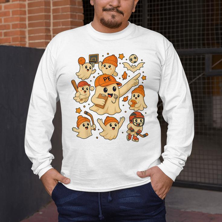 Halloween PE Teacher Costume Ghost Physical Education Men's Long Sleeve T-Shirt, funny design Halloween PE Teacher Costume Ghost Physical Education Men's Long Sleeve T-Shirt, funny design