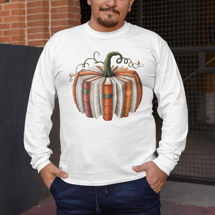 Halloween Teacher Librarians Fall Book Pumpkin Retro Reading Men's Long Sleeve T-Shirt, funny design Halloween Teacher Librarians Fall Book Pumpkin Retro Reading Men's Long Sleeve T-Shirt, funny design