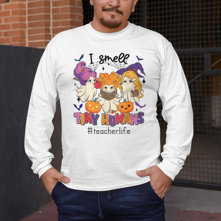 Halloween Teacher Smell a Tiny Human Ghost Spooky Season Men's Long Sleeve T-Shirt, funny design
