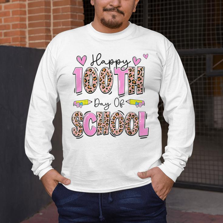 Happy 100th Day Of School Leopard Print Teacher Student Kids Men's Long Sleeve T-Shirt, funny design