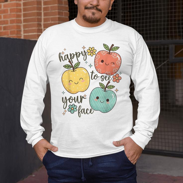 Happy To See Your Face Teacher Apple Men's Long Sleeve T-Shirt, funny design Happy To See Your Face Teacher Apple Men's Long Sleeve T-Shirt, funny design