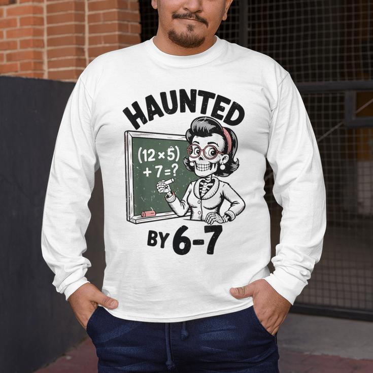 Haunted 67 Skeleton Math Teacher Halloween Costume Math Pun Men's Long Sleeve T-Shirt, funny design Haunted 67 Skeleton Math Teacher Halloween Costume Math Pun Men's Long Sleeve T-Shirt, funny design