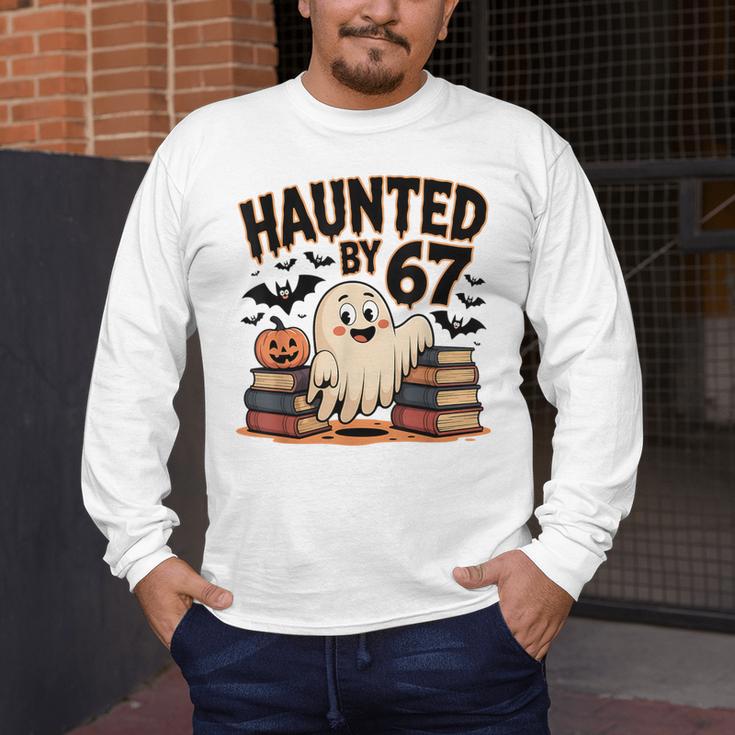 Haunted By 67 Teacher Ghost Pumpkin Halloween Costum Men's Long Sleeve T-Shirt, funny design Haunted By 67 Teacher Ghost Pumpkin Halloween Costum Men's Long Sleeve T-Shirt, funny design