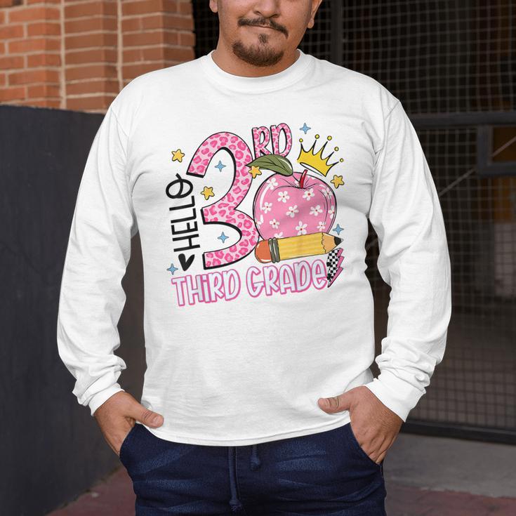 Hello 3rd Third Grade Back To School Pink Leopard Teacher Men's Long Sleeve T-Shirt, funny design Hello 3rd Third Grade Back To School Pink Leopard Teacher Men's Long Sleeve T-Shirt, funny design