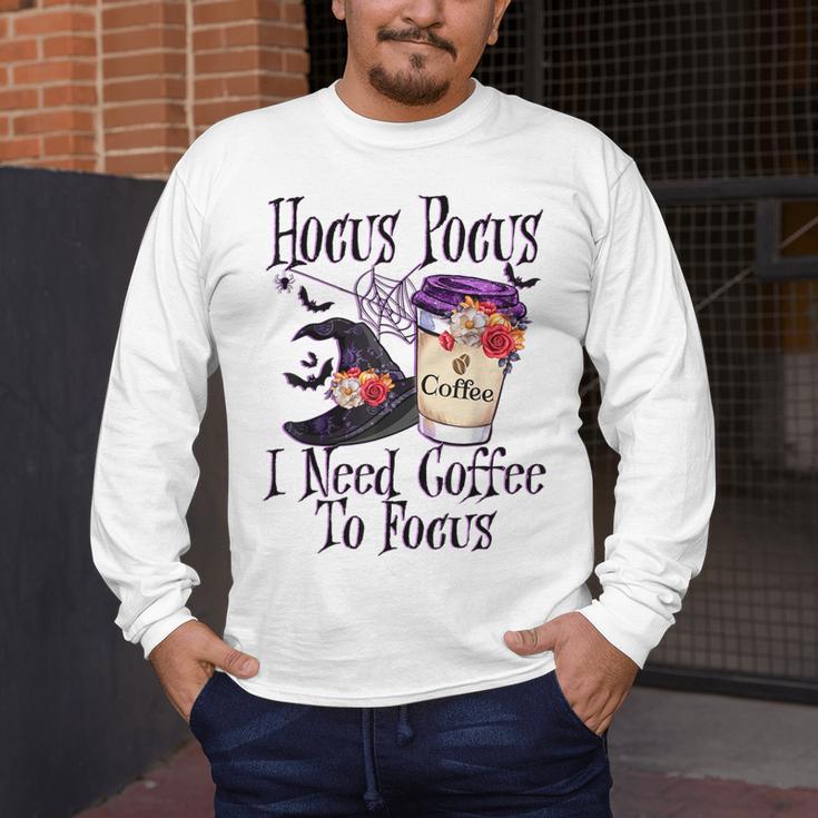 Hocus Pocus I Need Coffee To Focus Halloween Teacher Men's Long Sleeve T-Shirt, funny design Hocus Pocus I Need Coffee To Focus Halloween Teacher Men's Long Sleeve T-Shirt, funny design