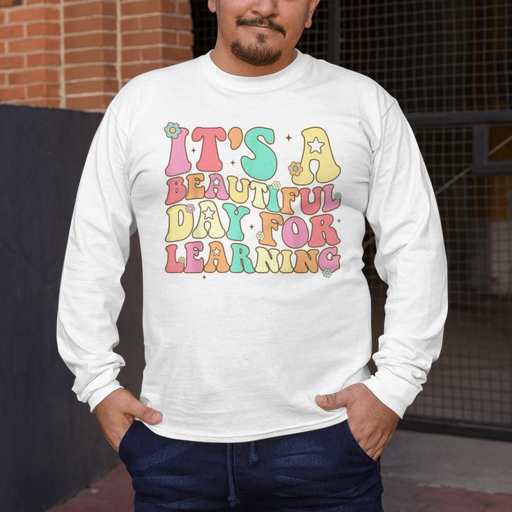 It's Beautiful Day For Learning Retro Teacher Students Women Men's Long Sleeve T-Shirt, funny design
