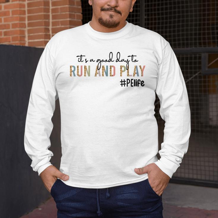 It's a Good Day To Run And Play Leopard PE Teacher Life Men's Long Sleeve T-Shirt, funny design It's a Good Day To Run And Play Leopard PE Teacher Life Men's Long Sleeve T-Shirt, funny design