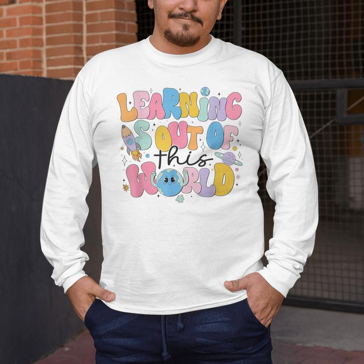 Learning Is Out Of This World Solar System Science Teacher Men's Long Sleeve T-Shirt, funny design Learning Is Out Of This World Solar System Science Teacher Men's Long Sleeve T-Shirt, funny design